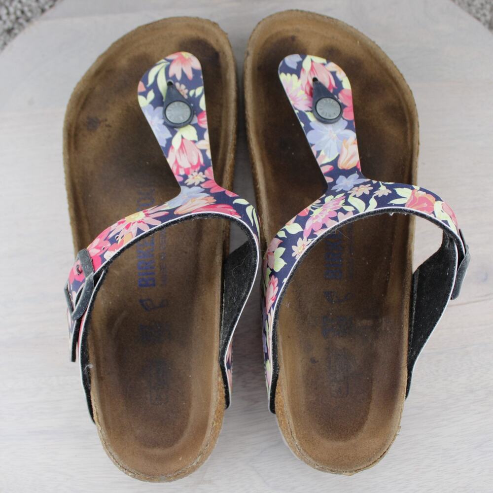 Birkenstock Gizeh Womens 6-6.5 EU 37 Floral Birko-Flor Thong Sandals - Picture 6 of 7